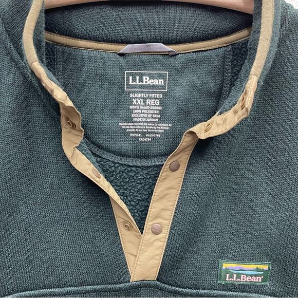 L.L. Bean Sweater Fleece Pullover In Hunter Green Men’s Size XXL - Picture 4 of 10